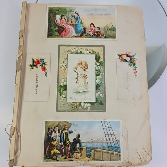 1800s Antique Scrapbook Loaded With Hundreds Of Cards Amazing Historical Book - Picture 1 of 16
